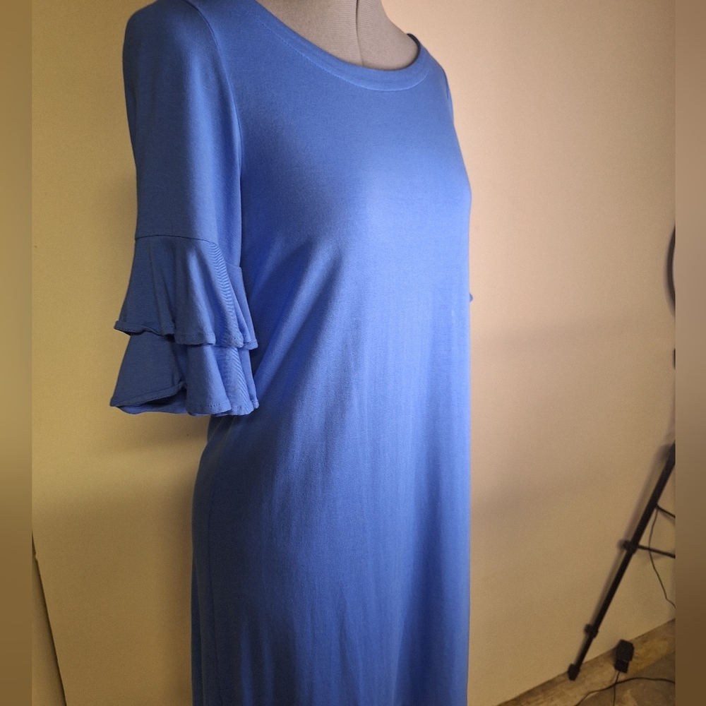 Lilly Pulitizer Elegant Blue Ruffle Sleeve Dress Size Small